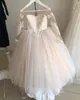 Nuevo 2-14 años de encaje Tulle Flower Girl Dress Bows First First Vestido Princess Ball Bown Vestidos de fiesta FS9780 XU