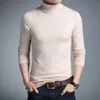 New Knitted Turtleneck Sweater Long Sleeve Pullovers Man Autumn Winter Solid Color Red Grey Black Slim Fit s Male Y0907