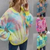 Outdoor Jackets&Hoodies Multicolor Casual Women Blouse Tie Dyed Ribbed Collar Plush Coat High Quality Fall Winter Keep Warm Fleece Jacket