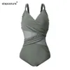 Sexy Swimsuit Women Mesh Patchwork Bathing Suits Vintage Swimwear Summer Beach Wear Swim Suit Plus Size M-4XL 210702