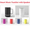 400ml Smart Music Tumbler Tazze Bianco Sublimazione Altoparlante wireless Tazza d'acqua con manico Tazze impermeabili intelligenti per denti blu