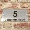 Brushed Silver Effect Personalised Modern House Sign Name And Number Rectangle Other Door Hardware