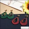 Dangle & Chandelier Earrings Jewelry Vintage Wood Stud For Women European American Simple Geometric Exaggerated Green Red Brown Color Gift D