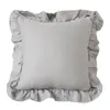 Beyaz/pembe/yeşil/gri/derin mavi düz keten pamuk yastık kapağı lotus fırfırlı yastık kılıfı dekoratif fırfırlar flouned yastık yastık/dekorativ