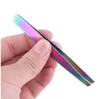 Professionele regenboogkleur roestvrijstalen wenkbrauw tweezer wenkbrauw mini schaar clip anti-statische gezicht haarverwijderaar tool