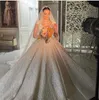 Designer vestidos nupciais lantejoulas de cristal v pescoço capa manga plissada vestido de bola inchado vestidos de casamento feitos sob encomenda vestidos de Novias