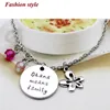 Silver Metal Color Crystal Beads Fashion Necklace Jewelry Ohana means family Letter Necklace Jewelry