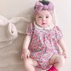 2Pcs Baby Girl Floral Dress Infant Korean Romper Set born Toddler Vintage with Pants Summer Children Cotton Clothes 210615