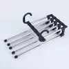 Multifunctional magic Hangers frame five-in-one stainless steel trouser rack five-layer trousers clip closet storage folding telescopic hanger