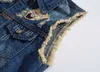 Moda homens jeans jeans colete casaco rasgado mangas primavera homem streetwear colete buraco jaquetas mens 210925