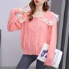 Women's Knits Women's & Tees 2022 Autumn And Winter Women Printed Doll Collar Sweater Cardigan Loose Ladies Tops Short Knitted