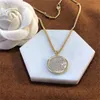 Women Men Round Letter Pendant Necklace With Box Diamond Exquisite Chains Unisex Crystal Charm Jewelry Trendy Gift Necklaces