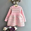 Niñas vestido de otoño invierno bebé niños de punto de fondo damas nacional jacquard de manga larga estiramiento suéter delgado 210625