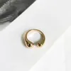 Cluster Rings 2021 Trend Retro Irregular 18k Gold Open Finger For Women Twisted Ball Resizable Jewelry Men Brass Base