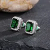 Handmade Emerald cz Stud Earring Silver Party Wedding Earrings for Women Bridal Fine Engagement Jewelry Gift