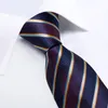Formell s Business Striped Blue Men Neck Handkerchief Tie Clip Set Wedding Party Gravatas Shirt Dress Tillbehör Dibangu