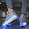 Çocuklar Tekerlekli Paten Rahat Ayakkabılar USB Şarj Erkek Kız Otomatik Jazzy LED Işıklı Yanıp Sönen Çocuklar Tekerlekler ile Parlayan Sneakers 211022