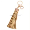 GAFT EVENT FESTICE PARTY Supplies Home Garden Car Leather Key Chain Fashion Mticolor Tassel Keychain Zink Eloy Metal Keyring Christmas G