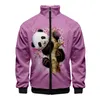 Mäns jackor Män 2022 Roliga Panda 3D -stativ Collar Zipper Jacket Kvinnor/män Långärmad avslappnad trendig style streetwear djurkläder