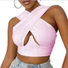 Kvinnors criss Cross Tank Tops Sexig ￤rml￶s fast f￤rgutsk￤rning Front Crop Top Party Club Streetwear Summer Lady Bustier Camis