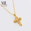 Classic 14k Gold Plated Jewelry Necklace Cubic Zircon Cross Pendant Necklace for Unisex