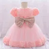 2021 Big Bow 1st Birthday Dress For Baby Girl Clothes Sequin Princess Dress Wedding Dresses Child Clothing Party Evening Gown G1129