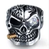 Dominil Diamond Set Terminator Skull Titanium Steel Ring Man Personlighet Punk Motorcykel Smycken