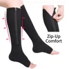 Calze a compressione medica Calzini da ciclismo lunghi a pressione sportiva Cerniera Supporto per gambe professionale Calzini spessi da donna9563445