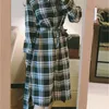 S XL Plus Size Spring Dress Girls Boho Party Plaid Kvinna Tappningskjorta Långärmad Kvinnor Es Robe Vestido 210423