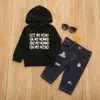 6M-4Y Autumn Spring Toddler Kid Boy Clothes Set Long Sleeve Hooded Sweatshirt Denim Pants Jeans Children Outfits 210515