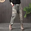 Arrival Spring Arts Style Kobiety Elastyczna Talia Bawełniana Denim Harem Spodnie Patchwork Kieszonkowy Vintage Luźne Zgrywanie Jeans S582 210922