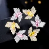 Sinzry 2019 Cubic Cyrkon Elegancki Kolorowy Kwiat Sweety Garnitur Broszki Pin Lady Tremdy Biżuteria Akcesoria