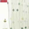 Chinese Embroidered Curtain Linen Blue Pink Flower Tulle Kitchen Girl Room Decoration & Drapes