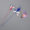 Cat Toys Pet False Butterfly/worm Feather Interactive Funny Teaser Wand Training Kitten Colorful Rod