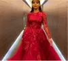 Sukienka wieczorowa Kobiety Balqeesfathi Yousef Aljasmi Zuhair Murad Ball Suknia Ball Red Long Dress Lace Appliques Myriam Fares Sheath Kim Kardashian Kylie Jenner