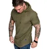 Men's T-Shirts Men T-shirt Summer Solid ShortSleeve T Shirt Casual Slim Hooded Streetwear Tshirt M-3XL Oversize Plus Size Tops