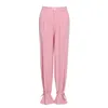 TWANYLE Casual Pink Spodnie Garnitury Kobieta Notched Z Długim Rękawem Koreański Slim Blazer Wysoka Talia Szerokie Nogi Pant Suit 210930
