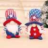 Söt Amerikansk Independence Day Sitting Doll Star Striped Faceless Dvärg Rudolph Plush Djur Dolls Kids Gift