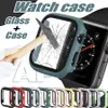 Colorful Silicone Hard Watch Case with Tempered Screen For Series 7 6 Full Protection Covers 38mm 40mm 42mm 44mm 41mm 45mm Watchband Accessories