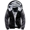 Casual Hooded Collar Män Hoodies Sweatshirts Winter Warm Tjock Fleece Zipper Jacket Sportkläder Outwear Oversized S-5XL 211126