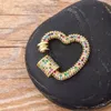 Classic Rainbow CZ Micro Carabiner Pave Lock Heart Shaped Copper Zirconia Clasp Necklace Jewelry Gift For Women Men2271