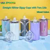 Local Warehouse! Sublimation Glitter 12oz Sippy Cups Mugs with Two Lids White Blanks Straight Kid Tumblers Stainless Steel Double Wall Insulated Vacuum Bottles DIY
