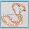 Beaded Halsband Hängsmycken Smycken 9-10mm Natural Pearl Necklace 18Inch 14K Gold Clasp Womens Present Drop Leverans 2021 FQFXT