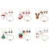 Presente de Natal série de Natal Papai Noel Elk Bell Decorações Brincos Anel Colar Pulseira de Quatro Peça Set Ornamentos W-01133