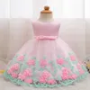 Lato Baby Girl Dress Bez Rękawów Koronki Mesh Kwiat Dress Girl Princess Birthday Party Suknia Balowa Suknia Ślubna Ubrania Dziecko 210713