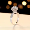 Verstelbare openingsmode moderne Crystal Engagement Prong Design Solitaire Ringen voor Meisjes AAA White Zirkoon Cubic Ring Dames Bruiloft Sieraden