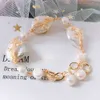 Natur Barock Freshwater Pearl Armband för Kvinnor Party Lila / Vit Big Pearl Bracelets Mode Smycken Handgjorda 2021