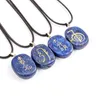 25mmx20mm Energy Symbol Pendants Necklace Natural Crystal Lapis Lazuli Stone Reiki Religious Chakra Jewelry223w