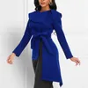 Höst African Women Blouse Winter Oregular Shirt O Neck Office Ladies Work Wear Eleganta Svarta Asymmetriska Toppar 210416