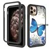 360 Full Body Armor Antichoc Téléphone Cas Hybride Couche Dur 3in1 Couverture Papillon Fleur Pour iphone 12 11 Pro XR XS Max Plus Samsung S21 Huawei